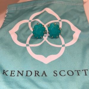 Kendra Scott Teal Morgan earrings with gold hardware